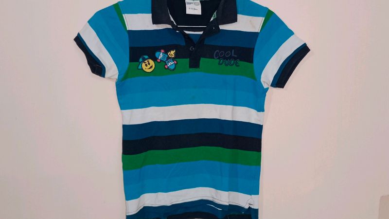 Max 8-10 Years Blue,Green,White Colour T-shirt.