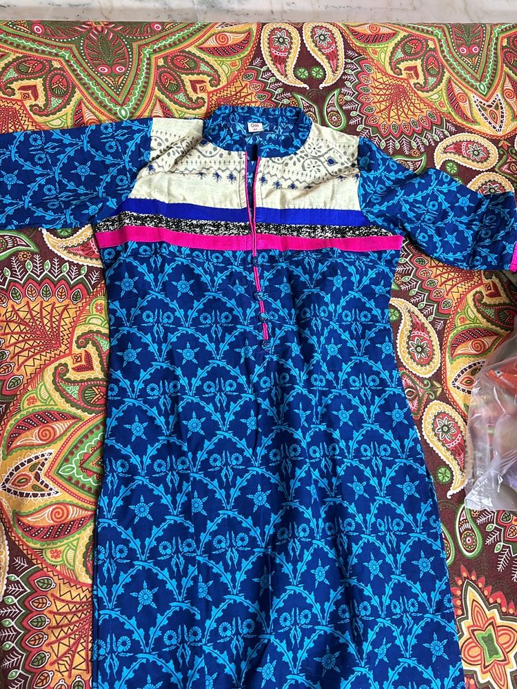 Blue Kurta With COLLAR