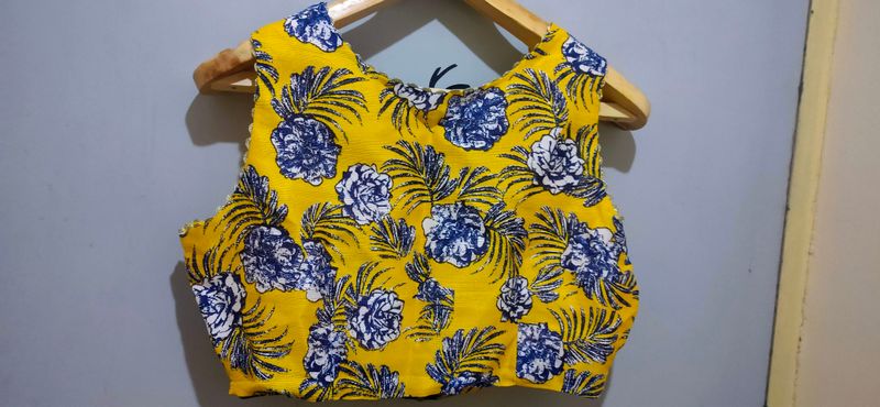 yellow ethnic crop top.. with back zip