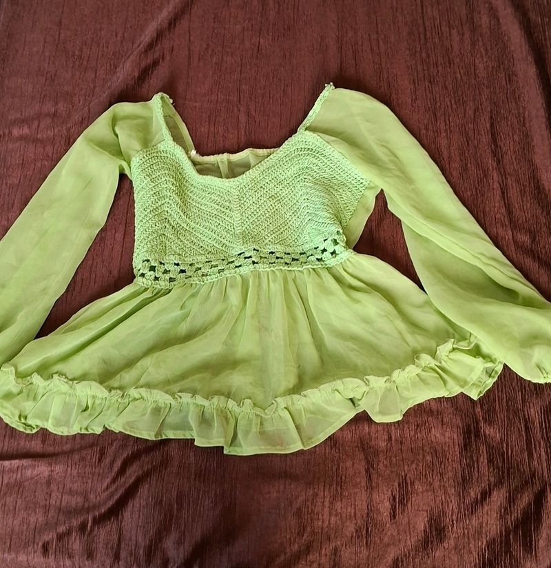 Parrot Green Transparent Top