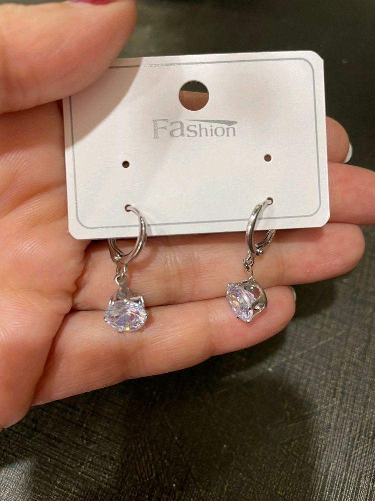 Minimal Drop Earrings Cubic Zirconia/American Diam