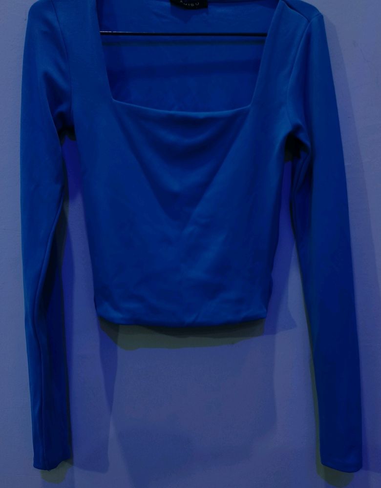 Square Neck Blue Top