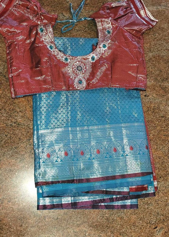 Half Pattu Saree...with Stiched Blouse