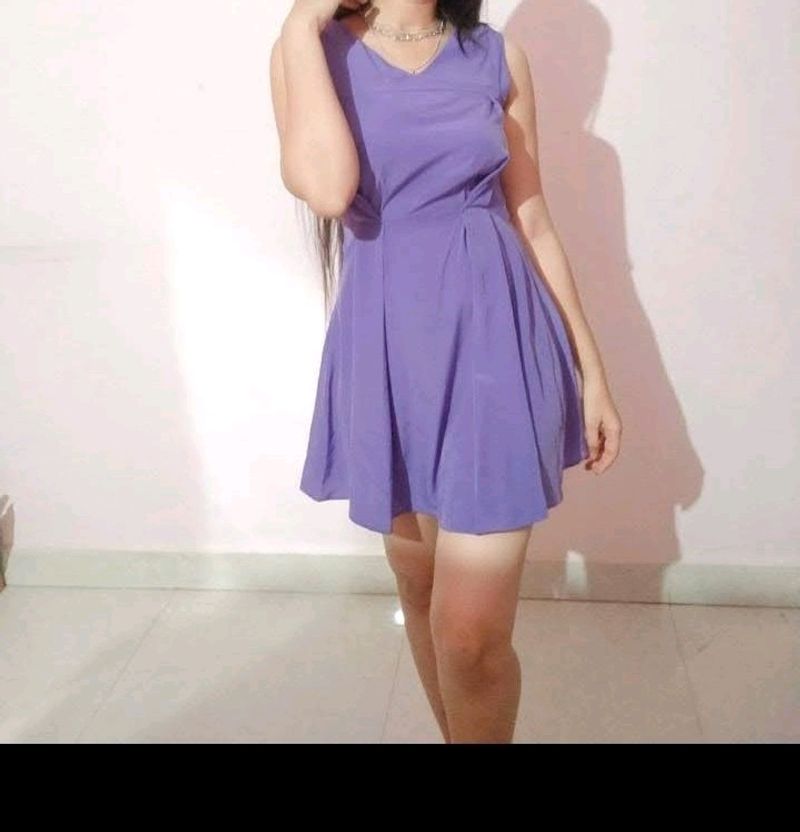 Purple Draped flared Mini Dress