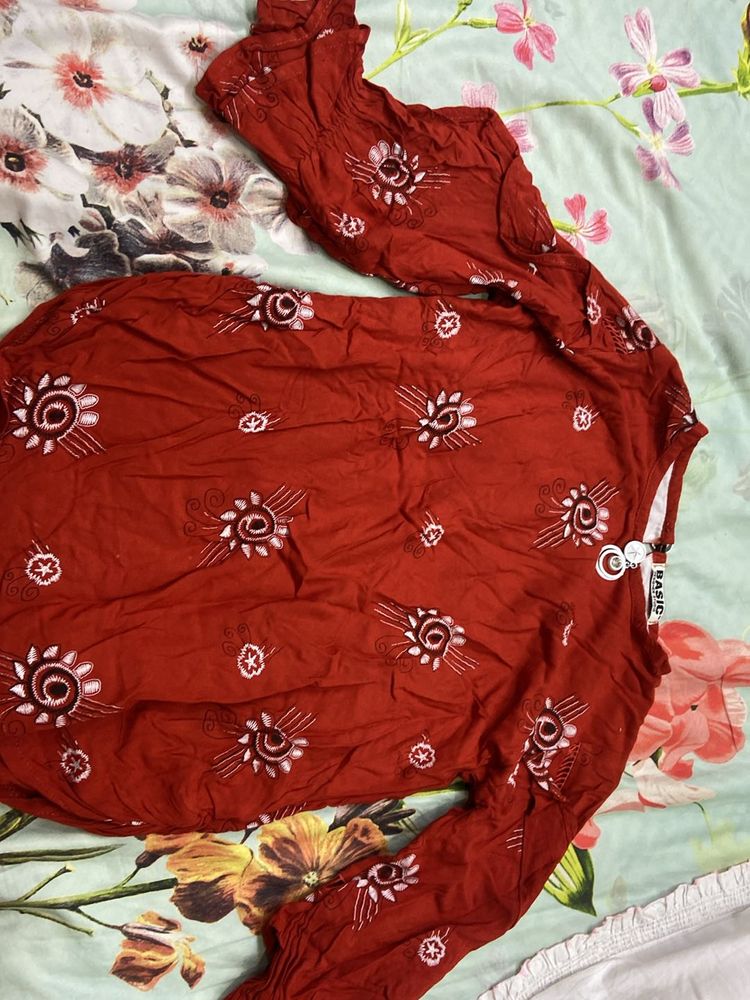 Red Full Sleeves Top