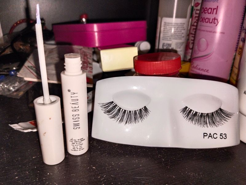 Pac Eyelashes 53 And Swiss Beauty White Glue