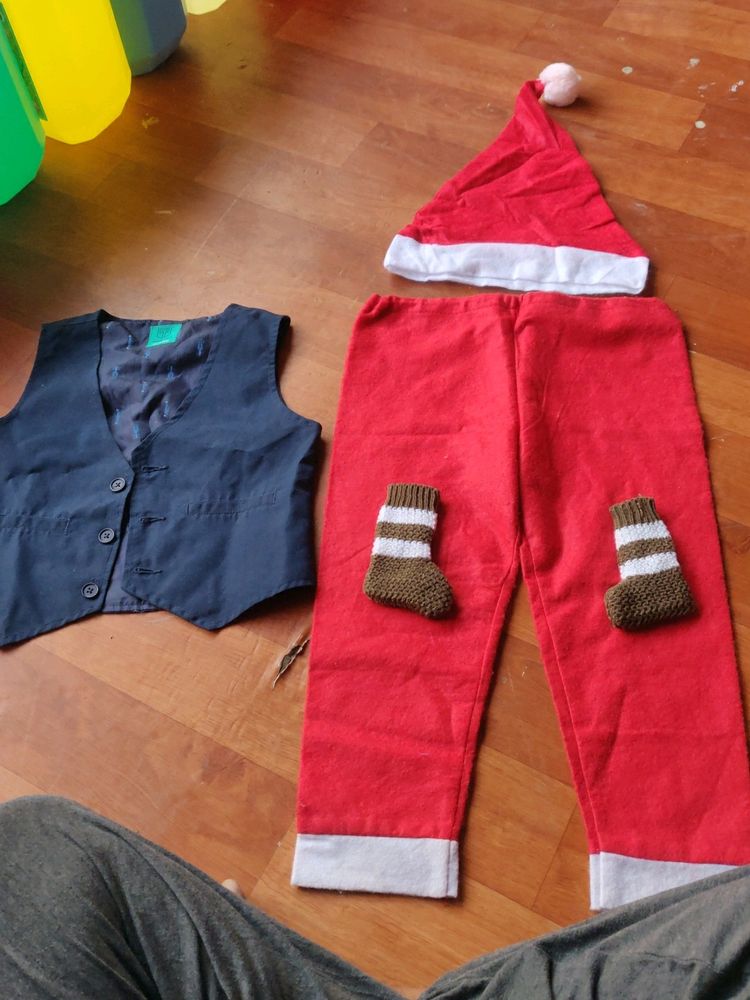 Boys Waist Coat,  Santa Pant And Hat, Socks