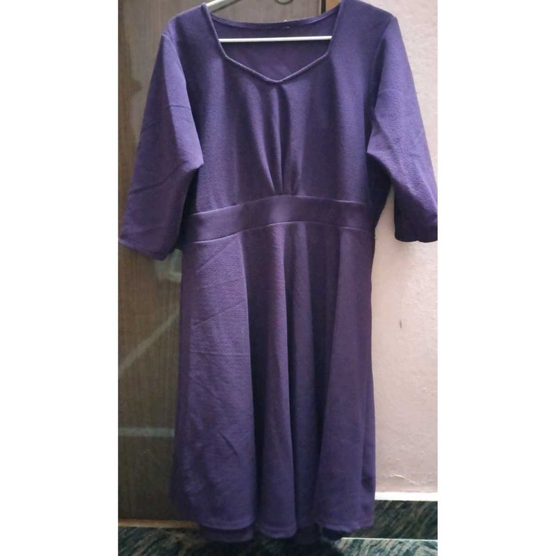 Women Fit And Flare Purple Dress.