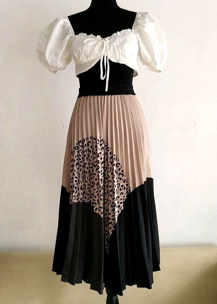 Leopard print Pleated Skirt