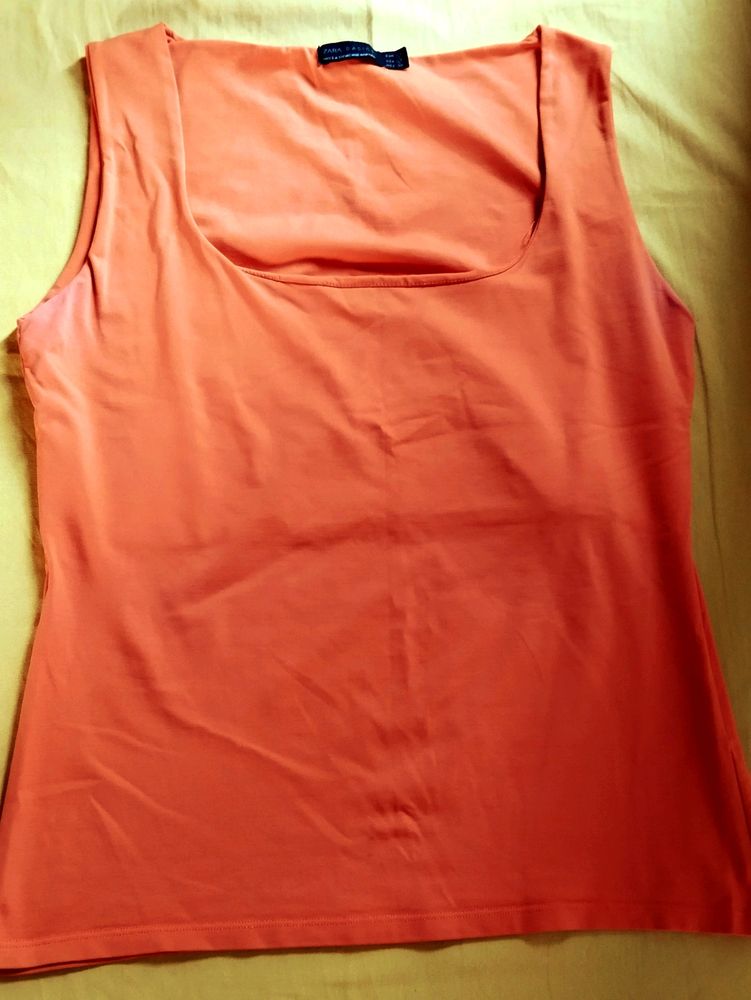 Orange Lycra Top By Zara