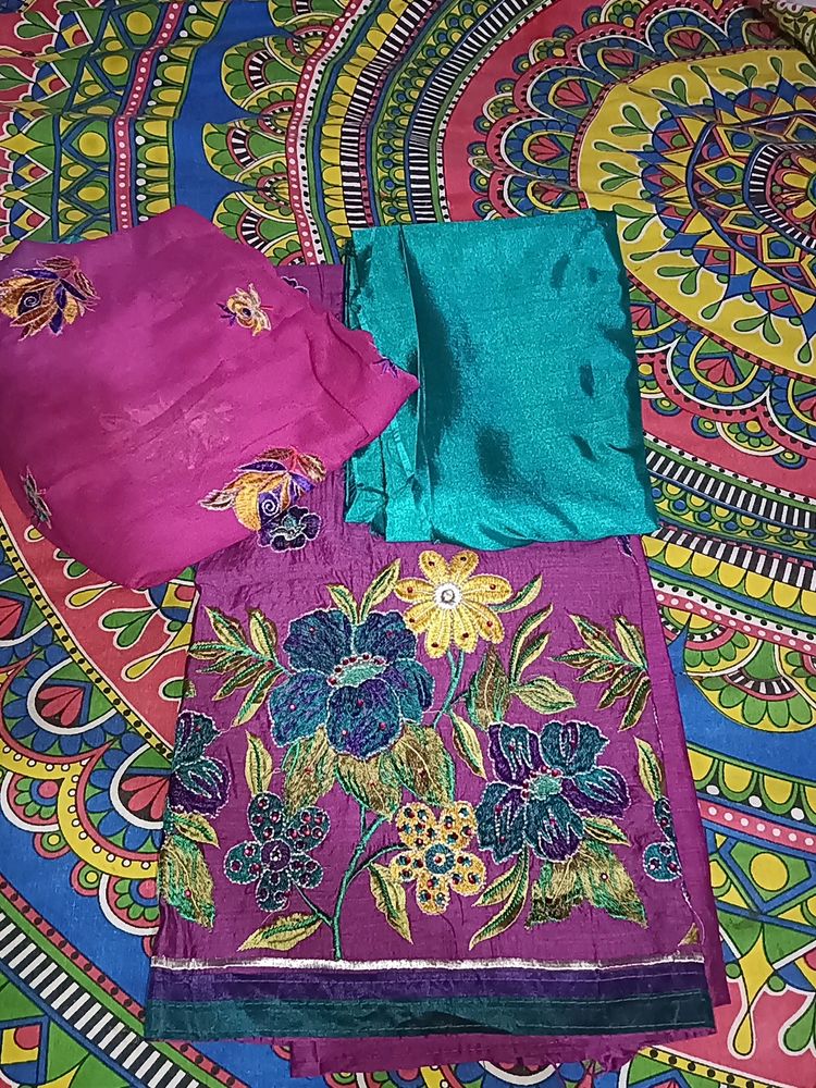 New Suit  Material Purple Nd Green Colour