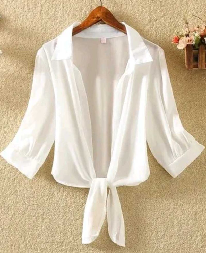 White Crop Shrug