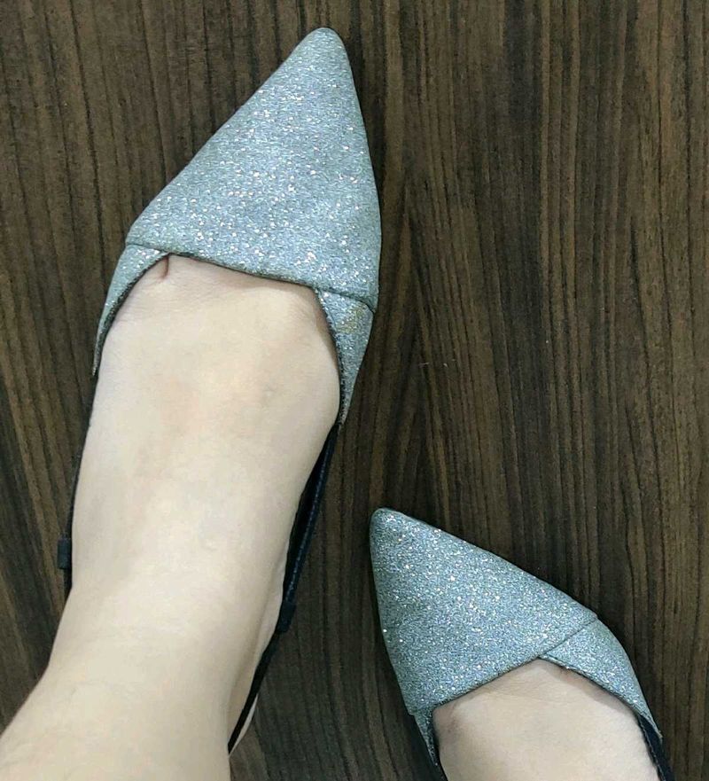 Imported Silver Glitter Heels