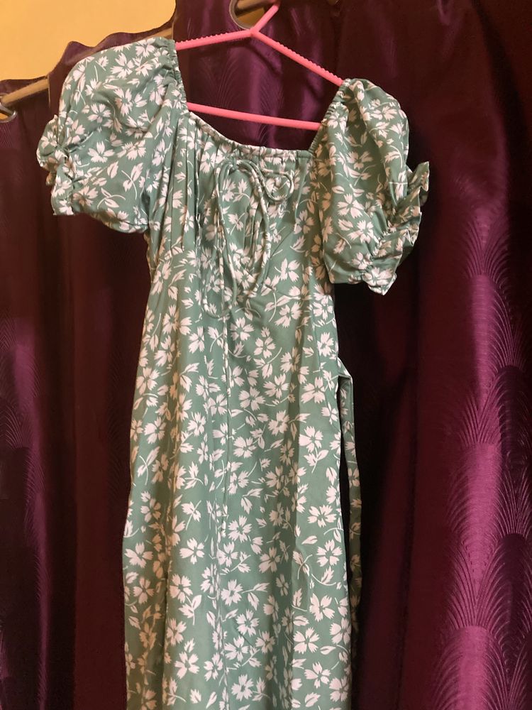 Green Floral Print Dress