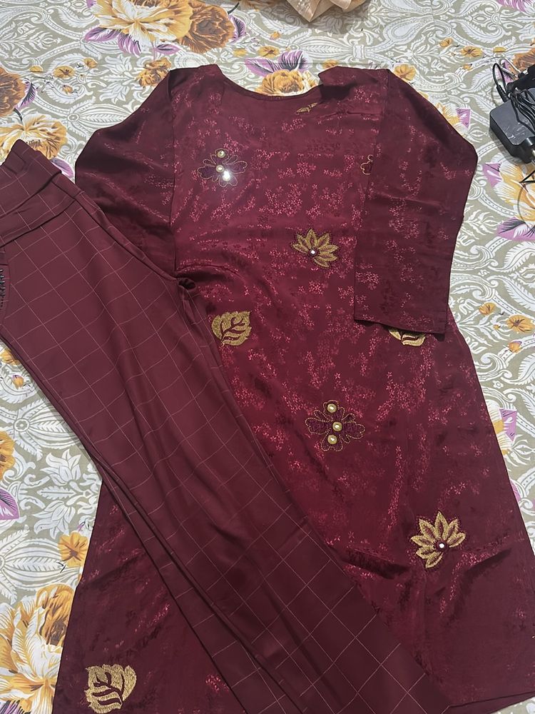 Maroon Kurta Set