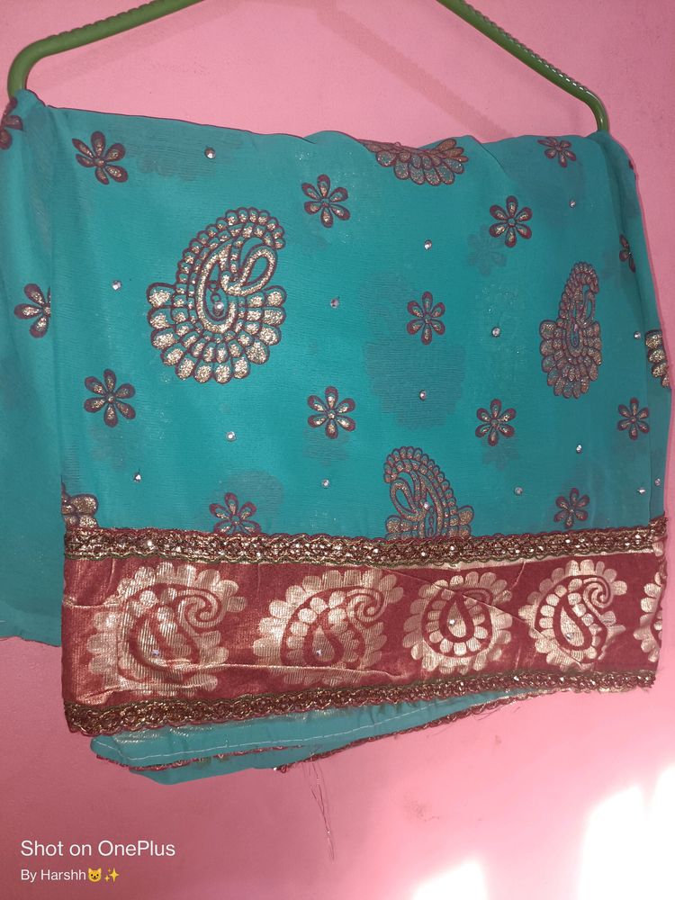 Fancy Green Mehandi Design Saree