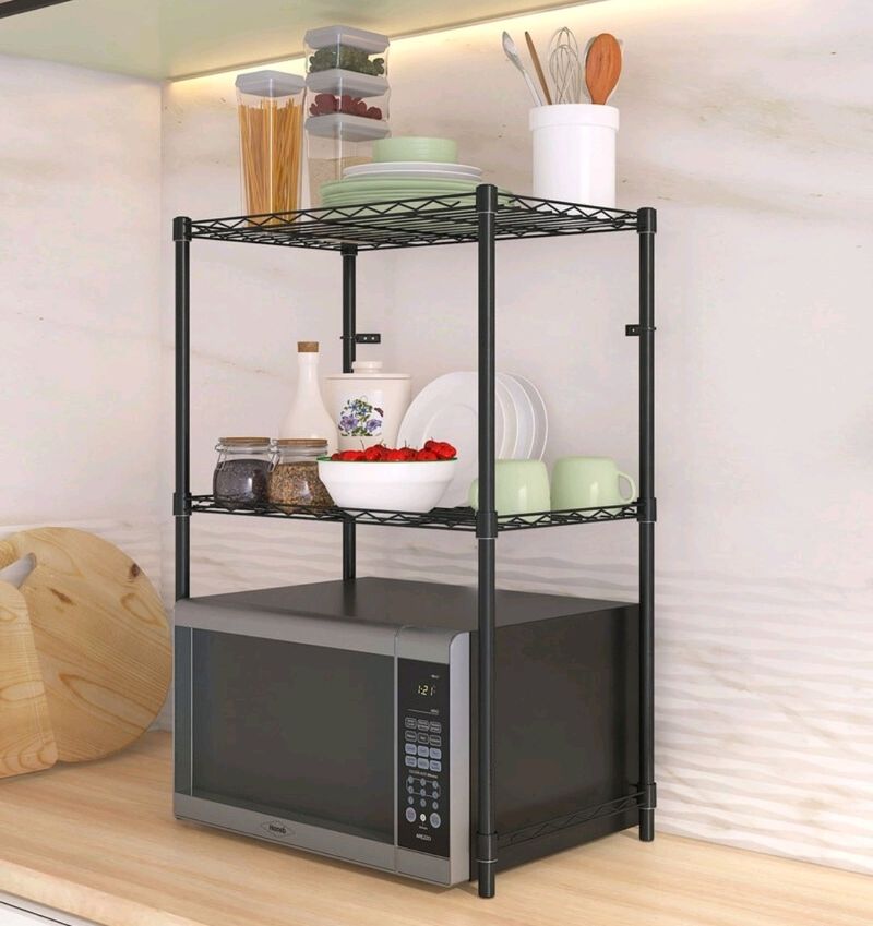 2 Shelf Metal Kitchen Rack Microwave Oven Stand