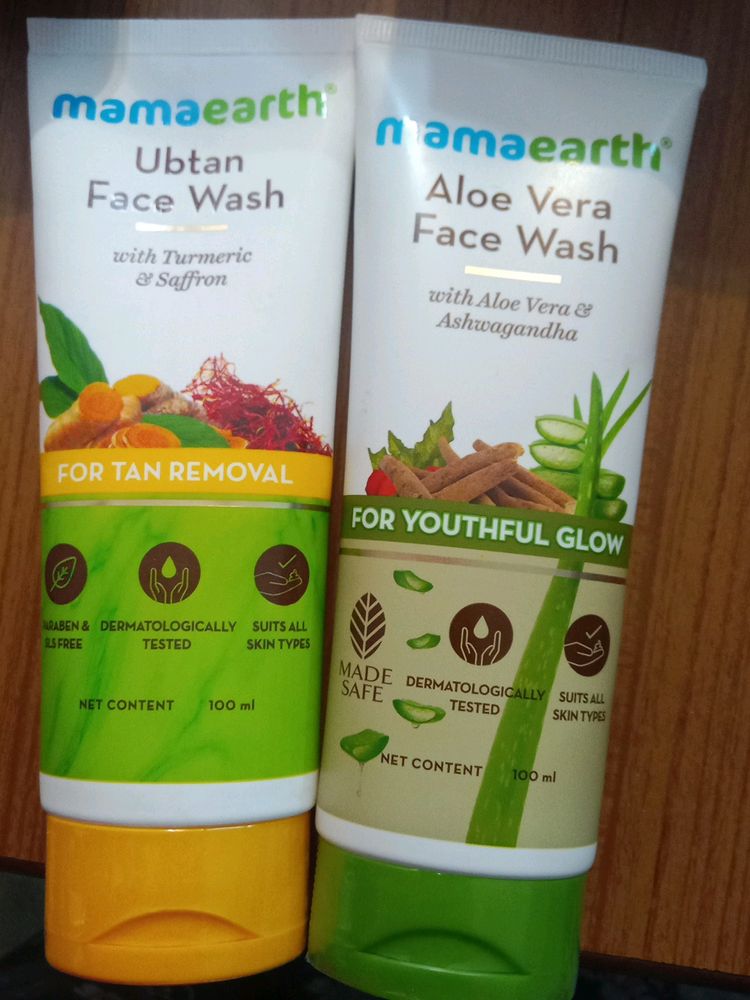 Mamaearth Combo Of Two Facewashes Ubtan Facewash And Aloevera Facewash