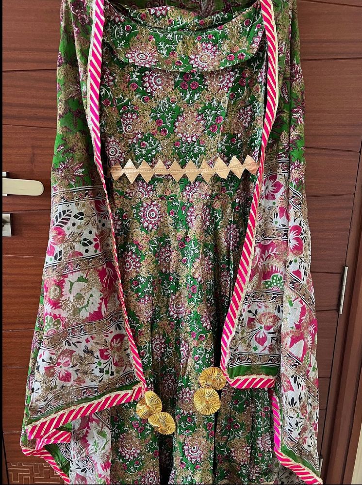 Anarkali Gown With Belt And Dupatta