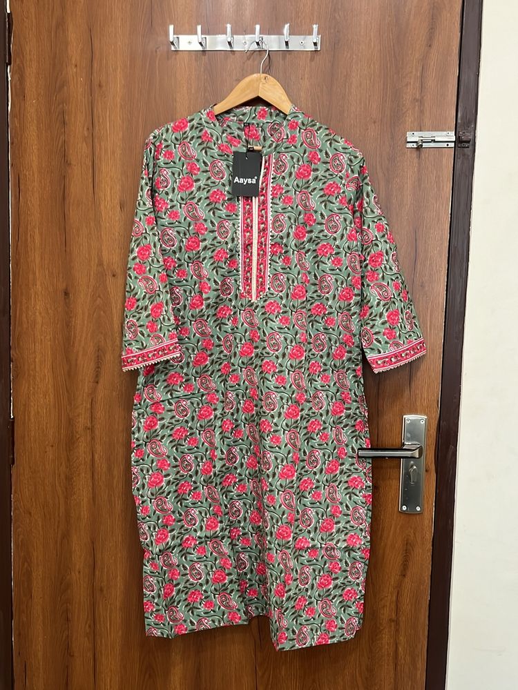 Floral Print Cotton Kurta For Women