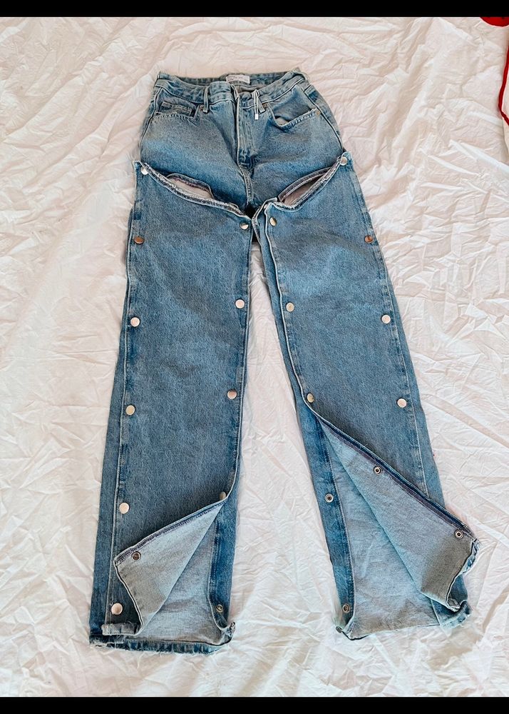 BERSHKA High Waist Snap Off Jeans