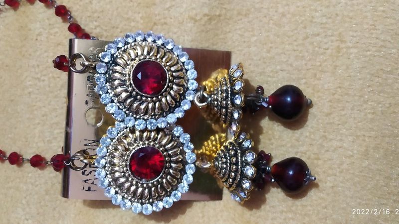 new red stone earrings