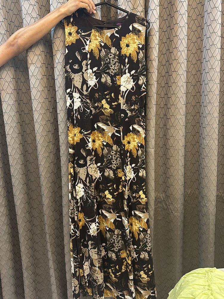 Black Flower Print Dress