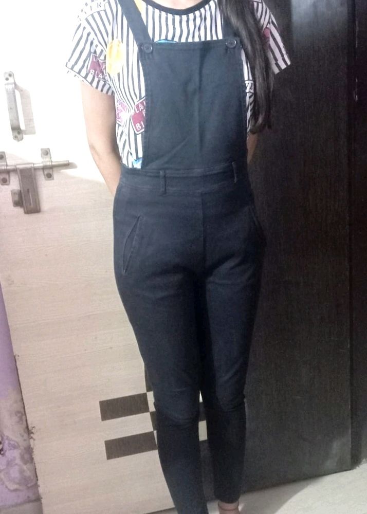 Woman Black Dungaree