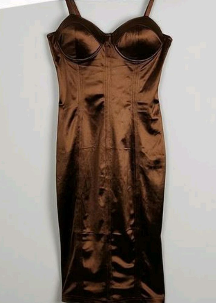 Fashion Nova, Size XL Bustier Cami Dress in Mocha