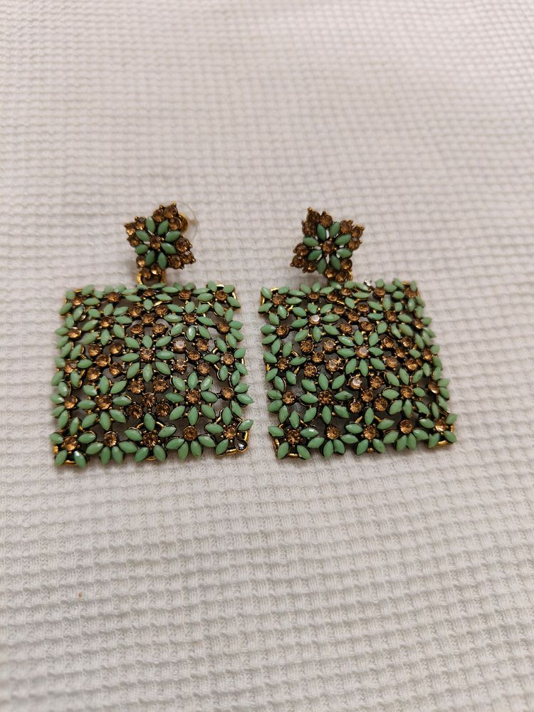 Green Ethnic Earrings