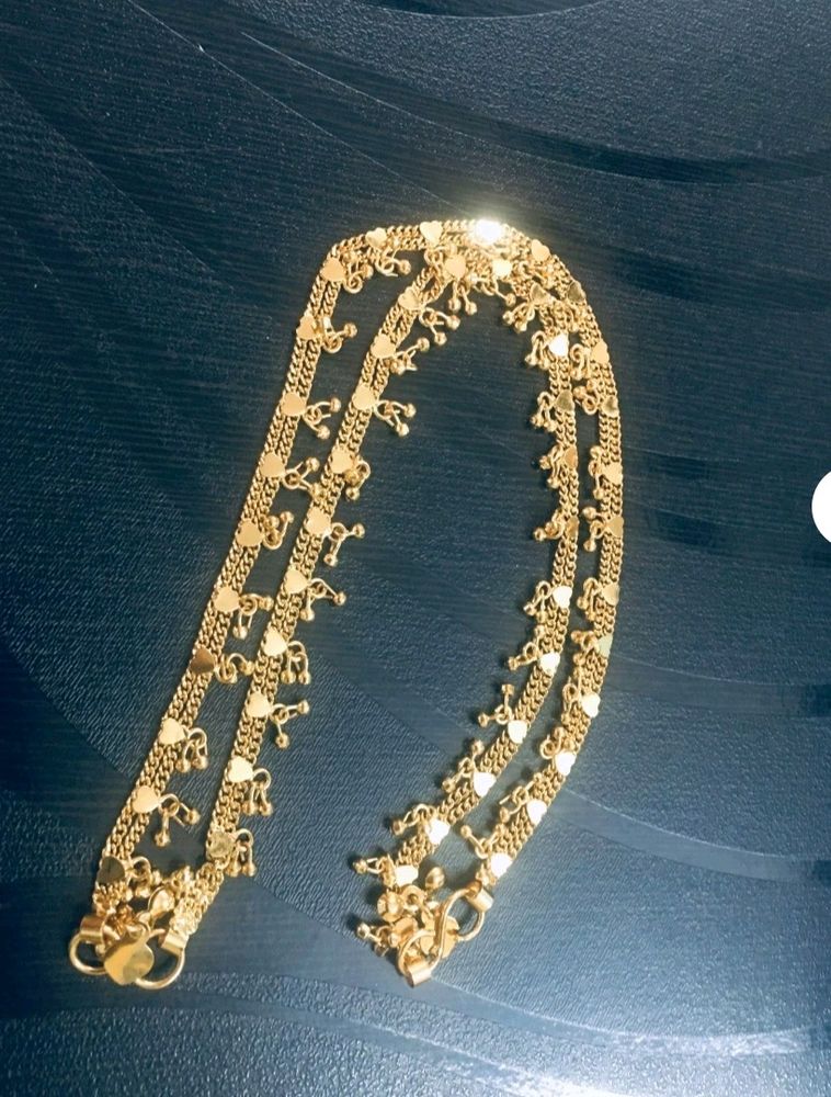 Gold Colour Coated Anklets Pair