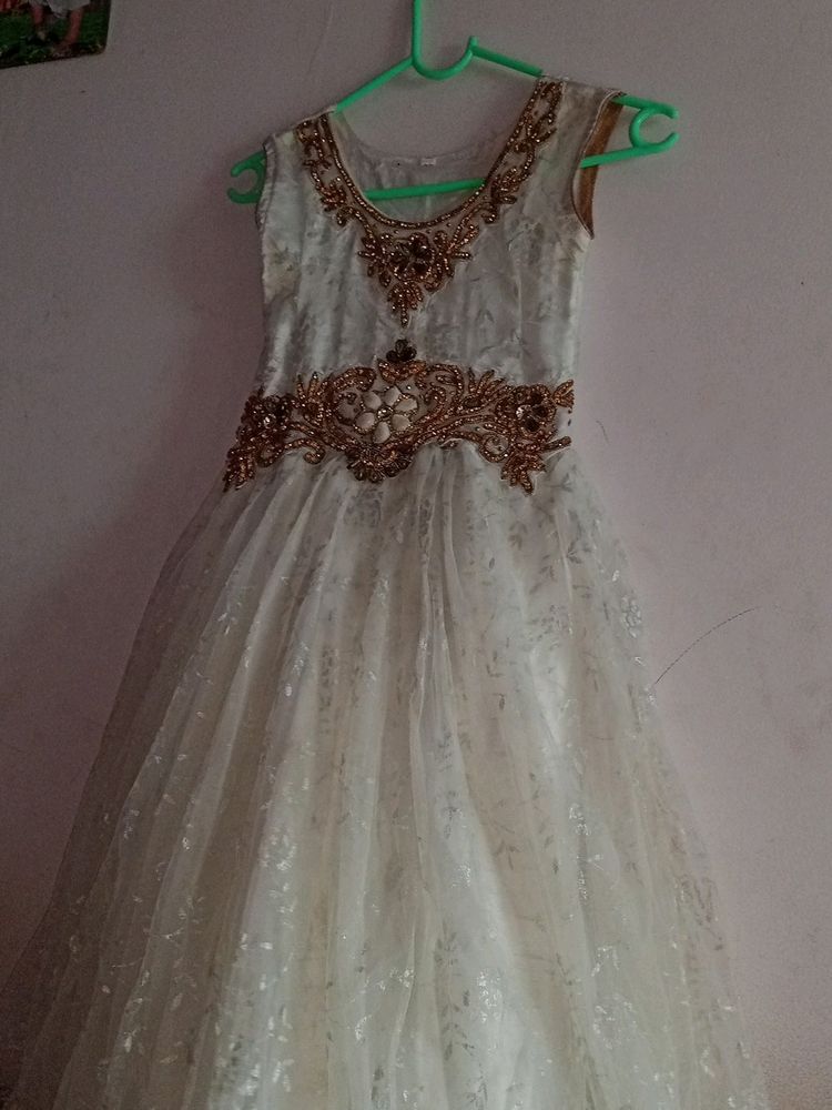 White Colour Long Frock 10 To 14 Year Girl Dress