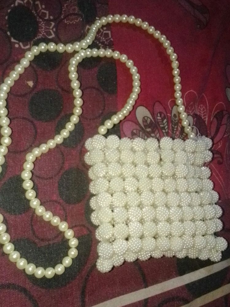 White Beads Purse