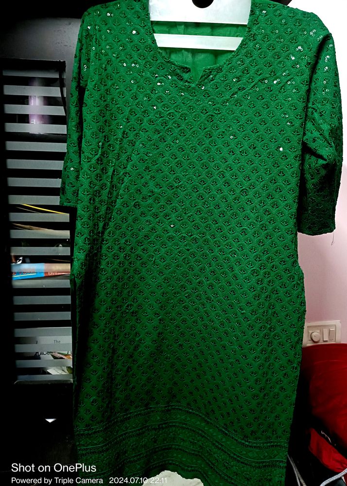 Green chikankari kurta