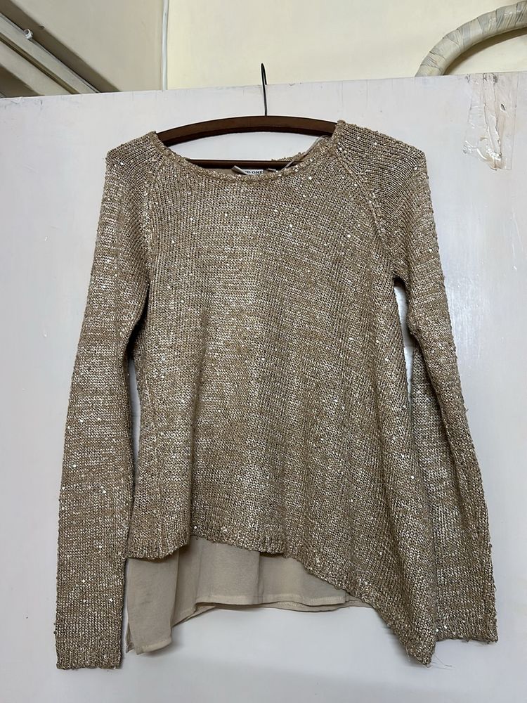 Glitter Gold Sequins Sweater Blouse