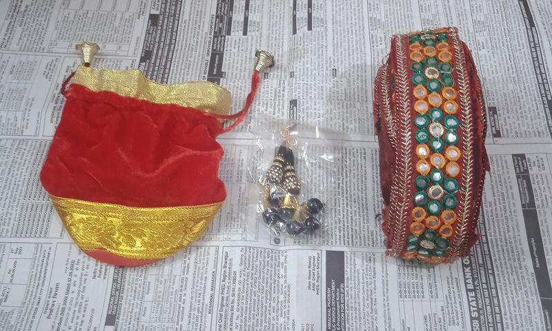 Potli Bag Latkan And Lace Quantity 4