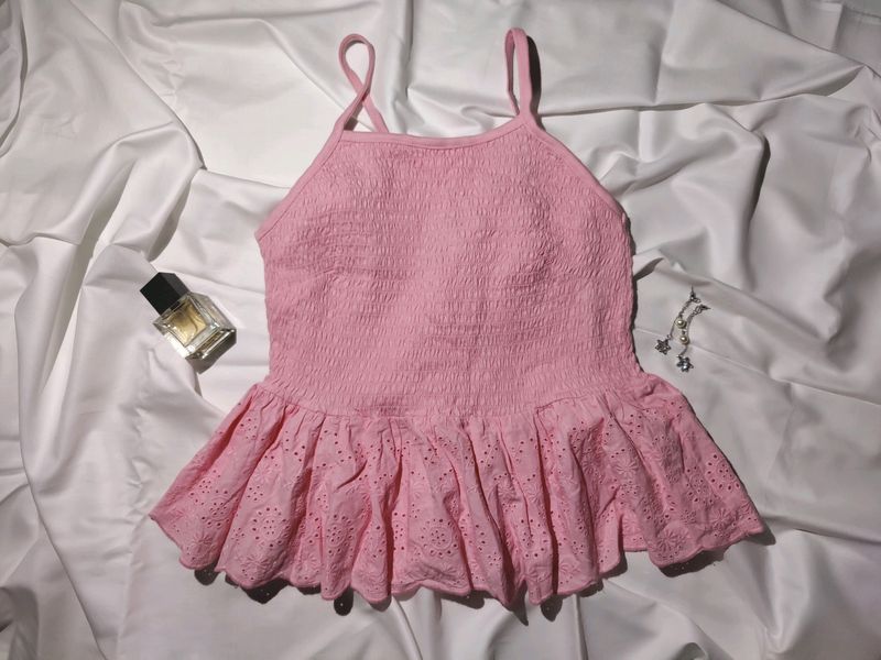 Pink Frill Sleeveless Top