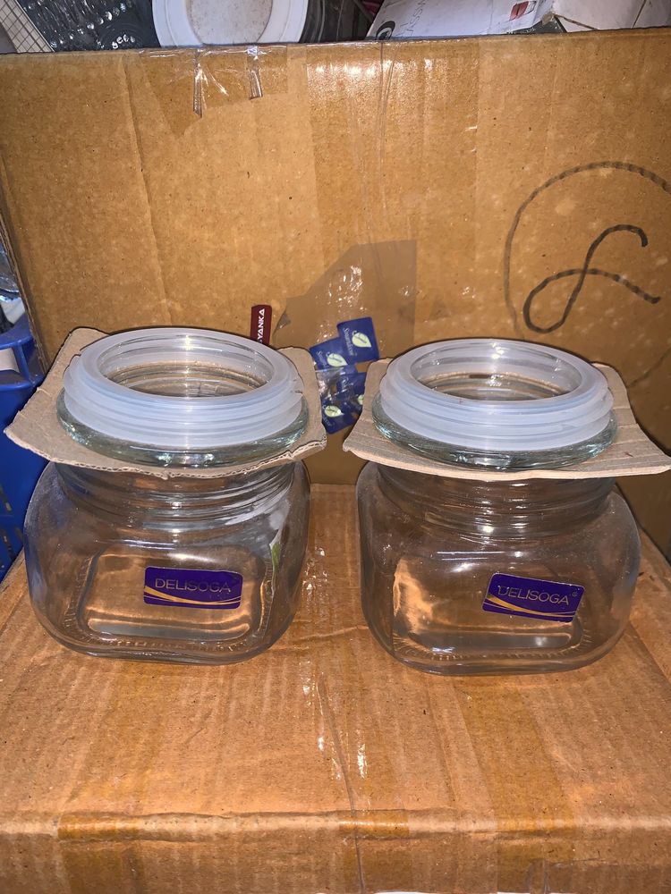 500ml Square Pop Jar Glass With Lid Set Of 2