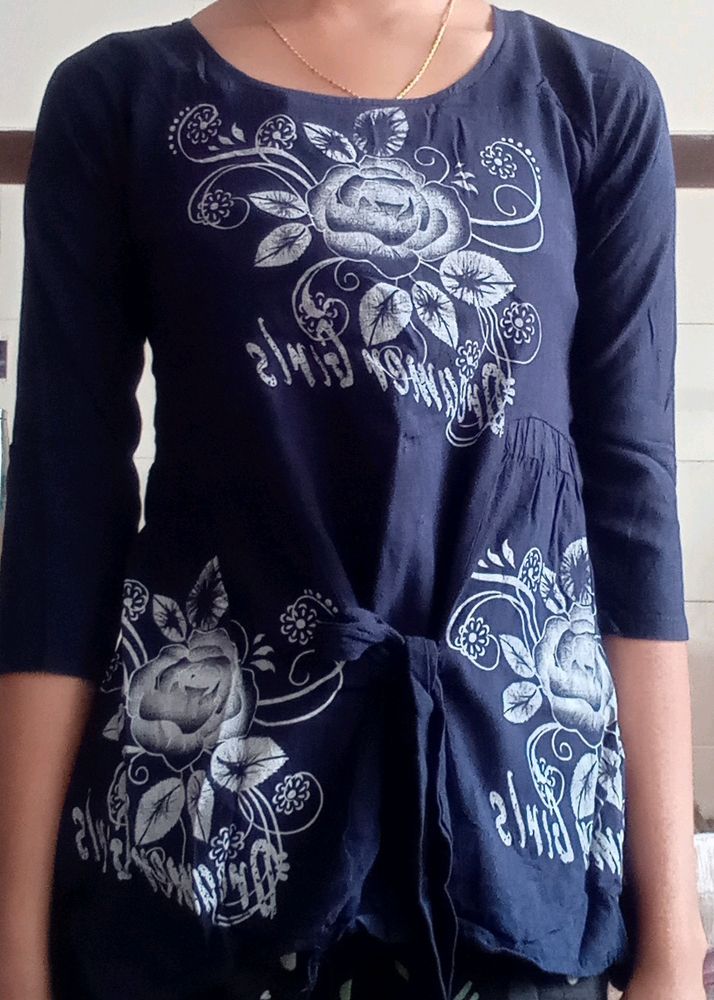 Neavy Blue Printed Top