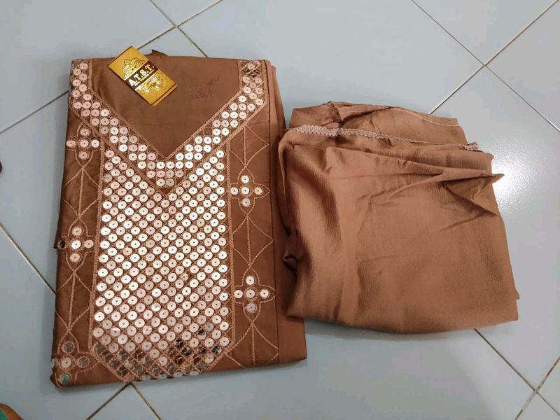 "BROWN" Full Worked Unstitched Suits