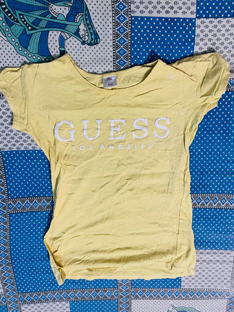 Yellow Regular Wash T Shirt 👚