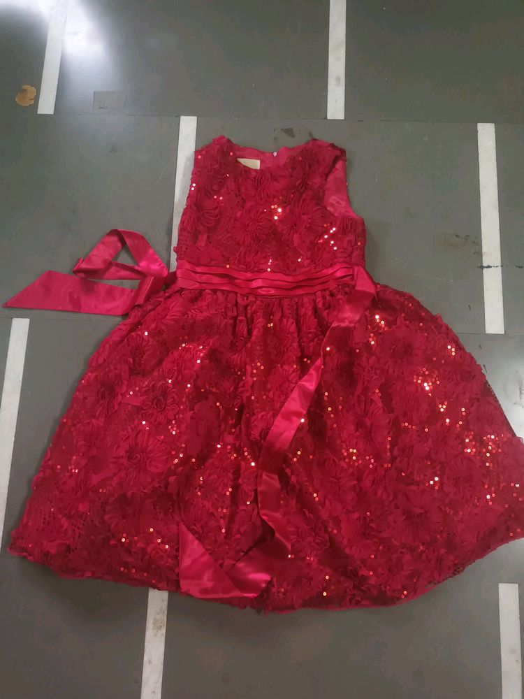 Red Puffy Adult To Child Dress