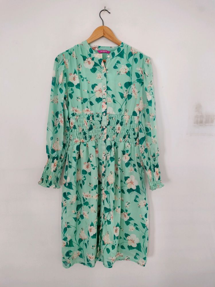 Marie Claire Sea Green Printed Dresses