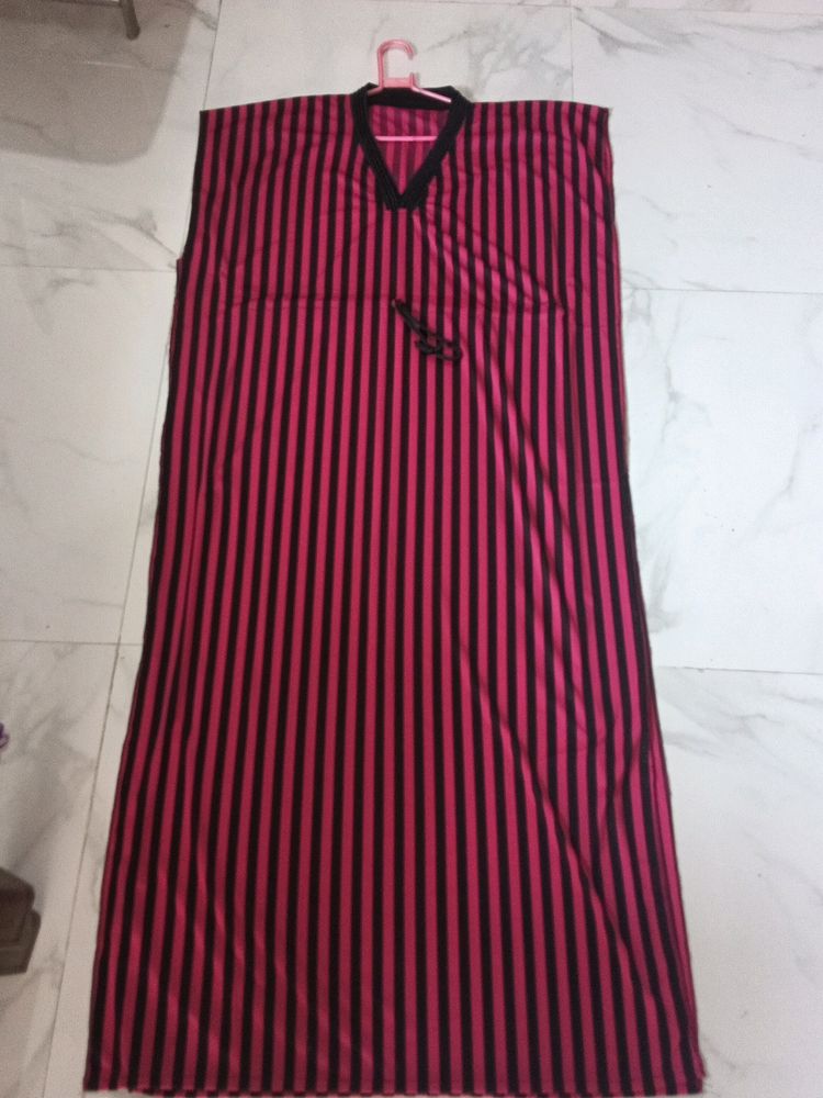 Pink And Black Kaftaan Nighty For Women