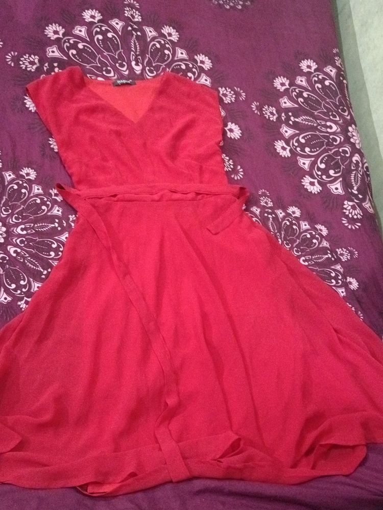 Beautiful V Neck Red Dress