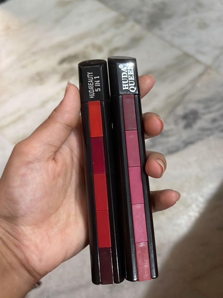 Combo Huda Beauty Lipsticks Nude  And Red Shades