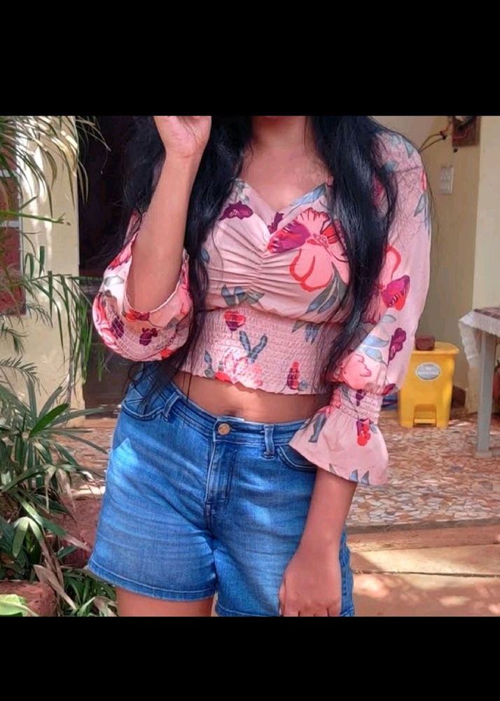 Floral Balloon Sleeves Top