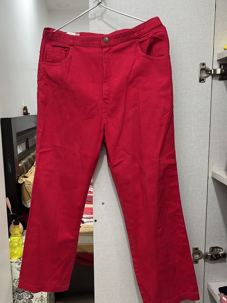 Red Export Material Denim Jeans Waist Size 30-32