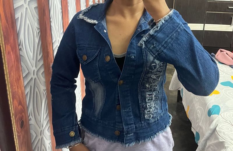 Blue Denim Crop Jacket