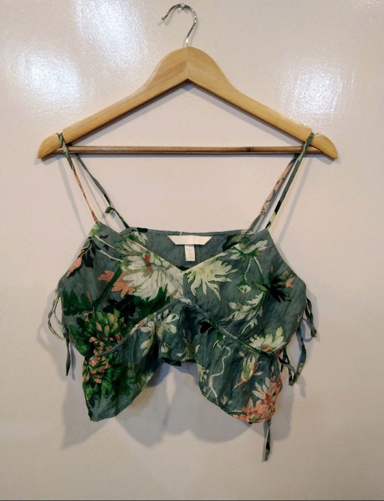 H&M Turquoise Floral Crop Top